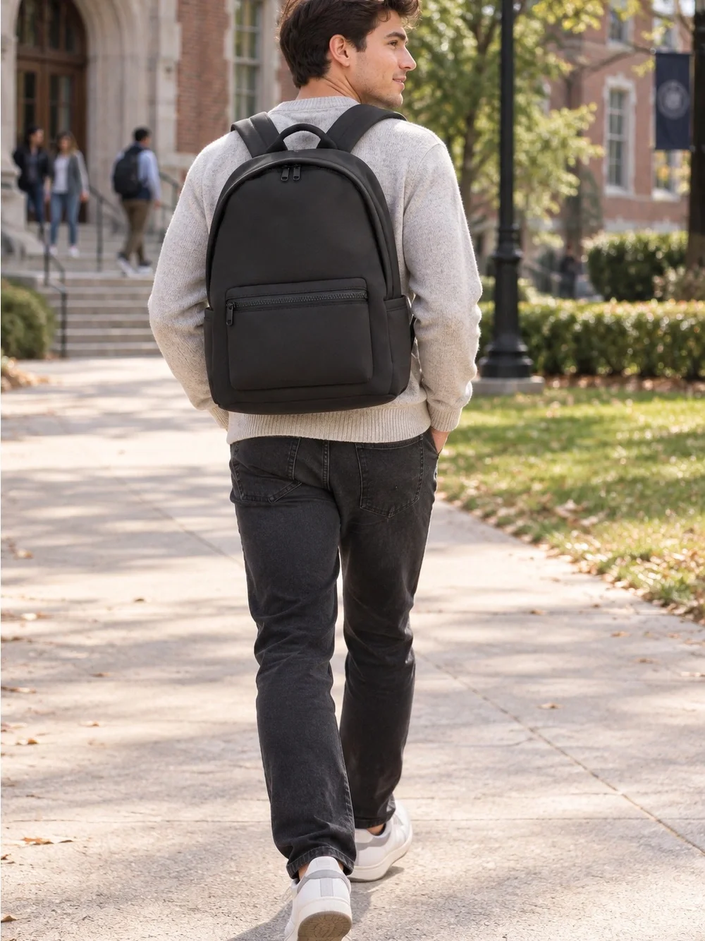 Unisex Black Everyday Backpack - Classic Minimal Design Quince Neoprene